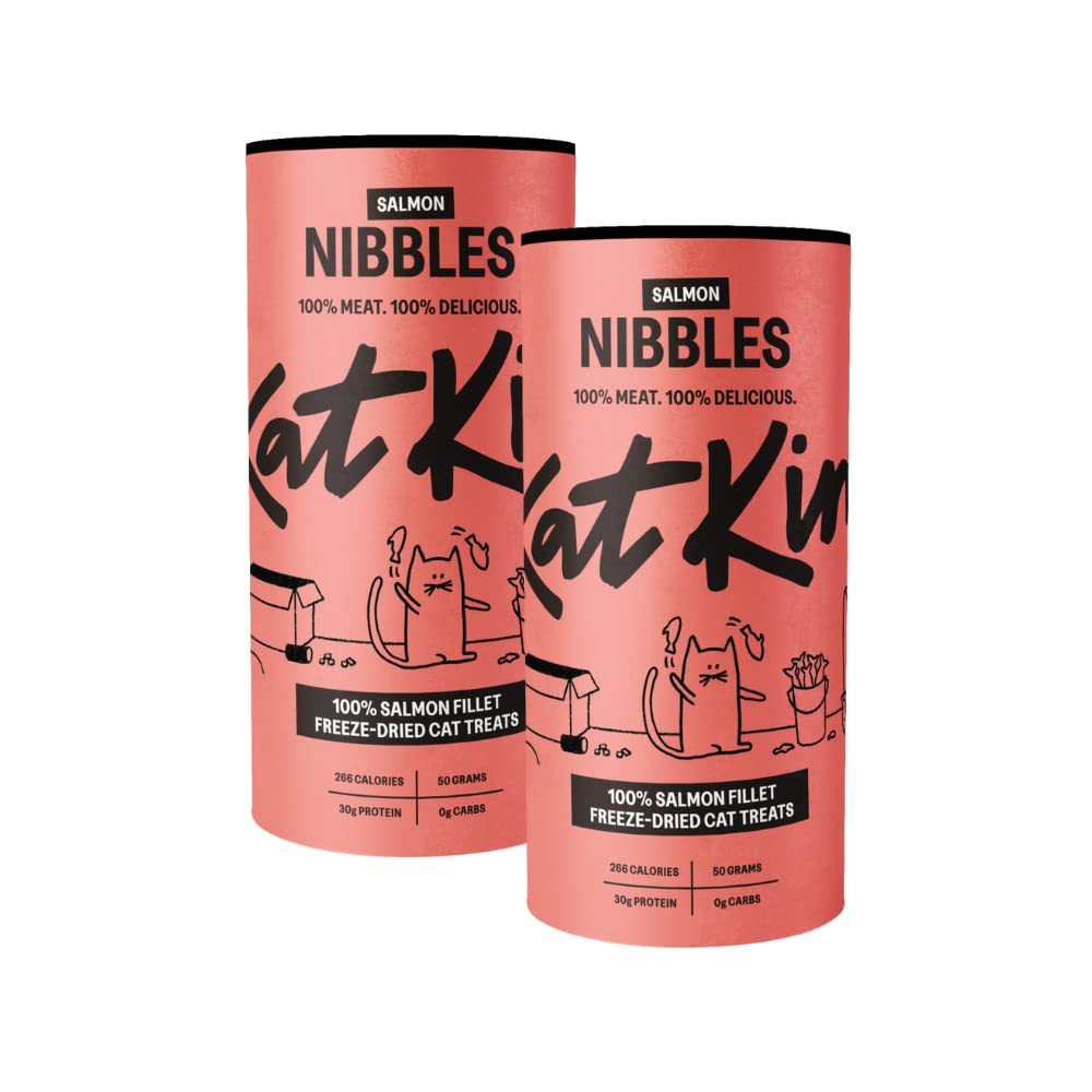 KatKin Salmon Nibbles (50g Tube) - 100% Fresh Fillet Freeze-Dried Cat Treats Made in the UK for Cats and Kittens