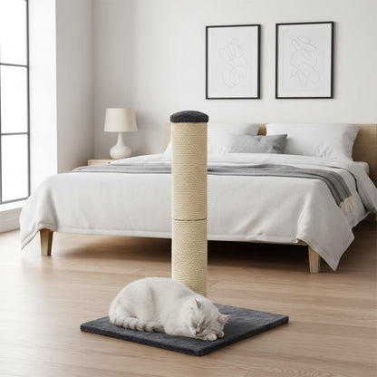 skylos 71cm Cat Scratching Post with Plush Resting Platform Natural Sisal,Anti-Tip,Easy Assembly,Grey