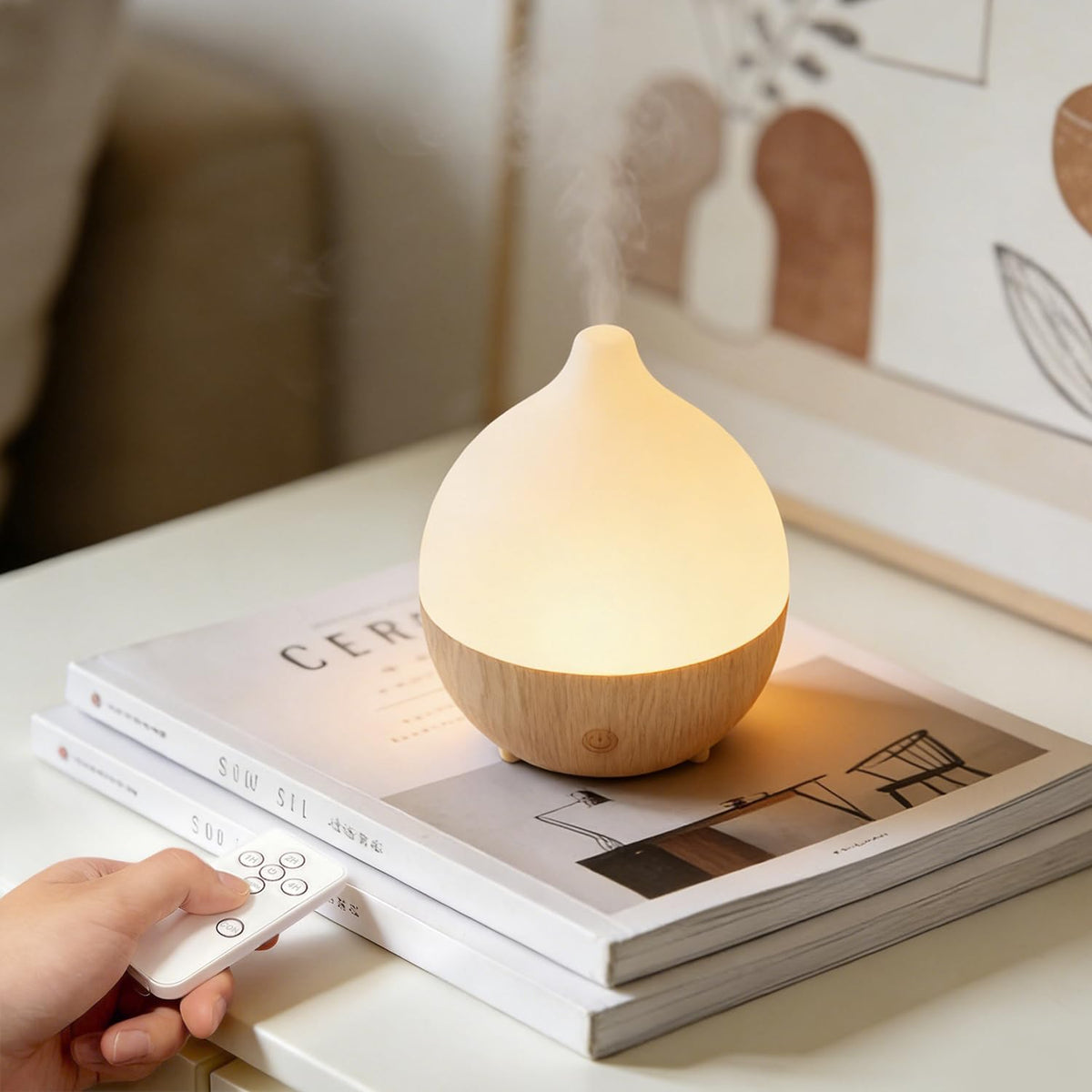 SALKING Essential Oil Diffuser, 100ml Small Aromatherapy Ultrasonic Cool Mist Humidifier with Warm White Lights, Auto Shut-Off Function, for Office Home