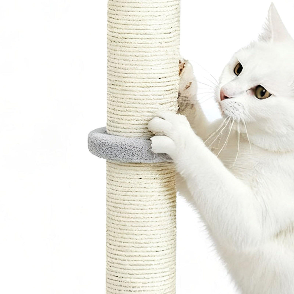 skylos 71cm Cat Scratching Post with Plush Resting Platform Natural Sisal,Anti-Tip,Easy Assembly,Grey