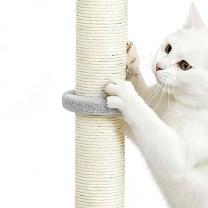 skylos 71cm Cat Scratching Post with Plush Resting Platform Natural Sisal,Anti-Tip,Easy Assembly,Grey