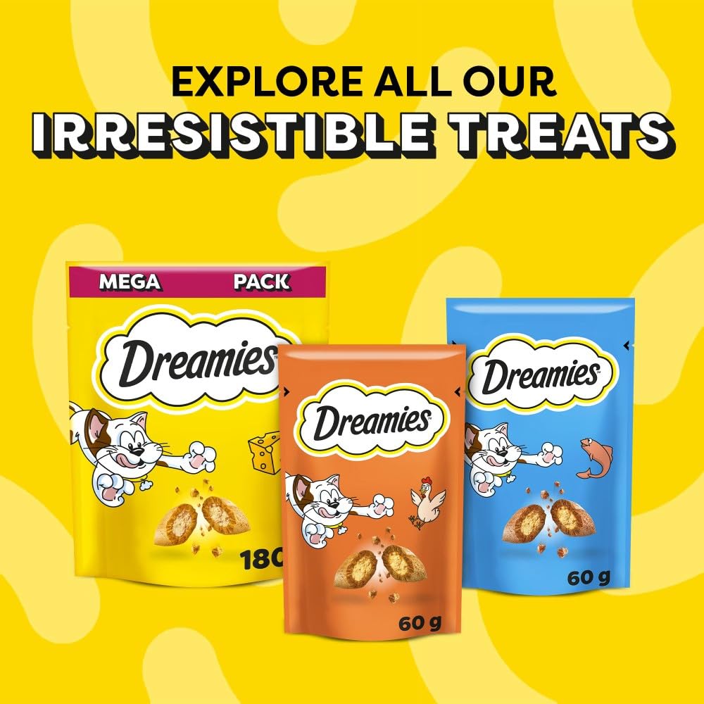 DREAMIES - Cat Treats - 12 x 60g - Multipack Biscuits - Variety Snack Box - 12 Pouches