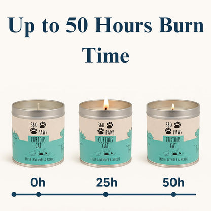 360 Paws Playful Pet Odour Neutralising Candle, Fresh Cotton & Musk, 50 Hour Burn Time, Pet-Safe AromaGuard™ Technology, Natural Wax, Reusable Tin