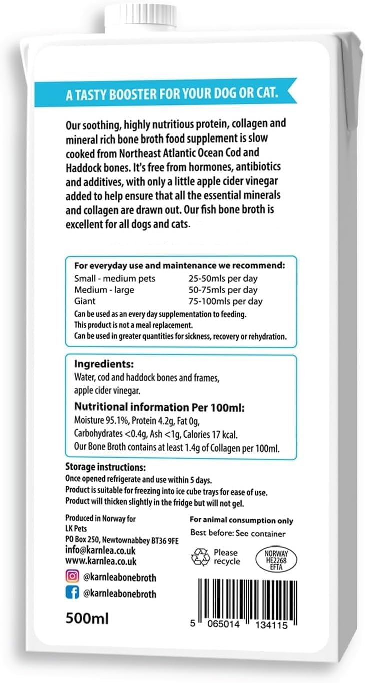 Chicken Bone Broth for Dogs & Cats - Free Range | 100% Real & Natural Liquid Bone Broth for Pets | High in Collagen & Protein for Healthy Joints, Gut, Digestion, Skin & Sickness Recovery