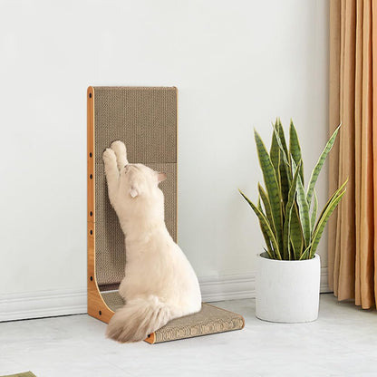 26.8 Inch L Shape Cat Scratcher with Ball Toy
