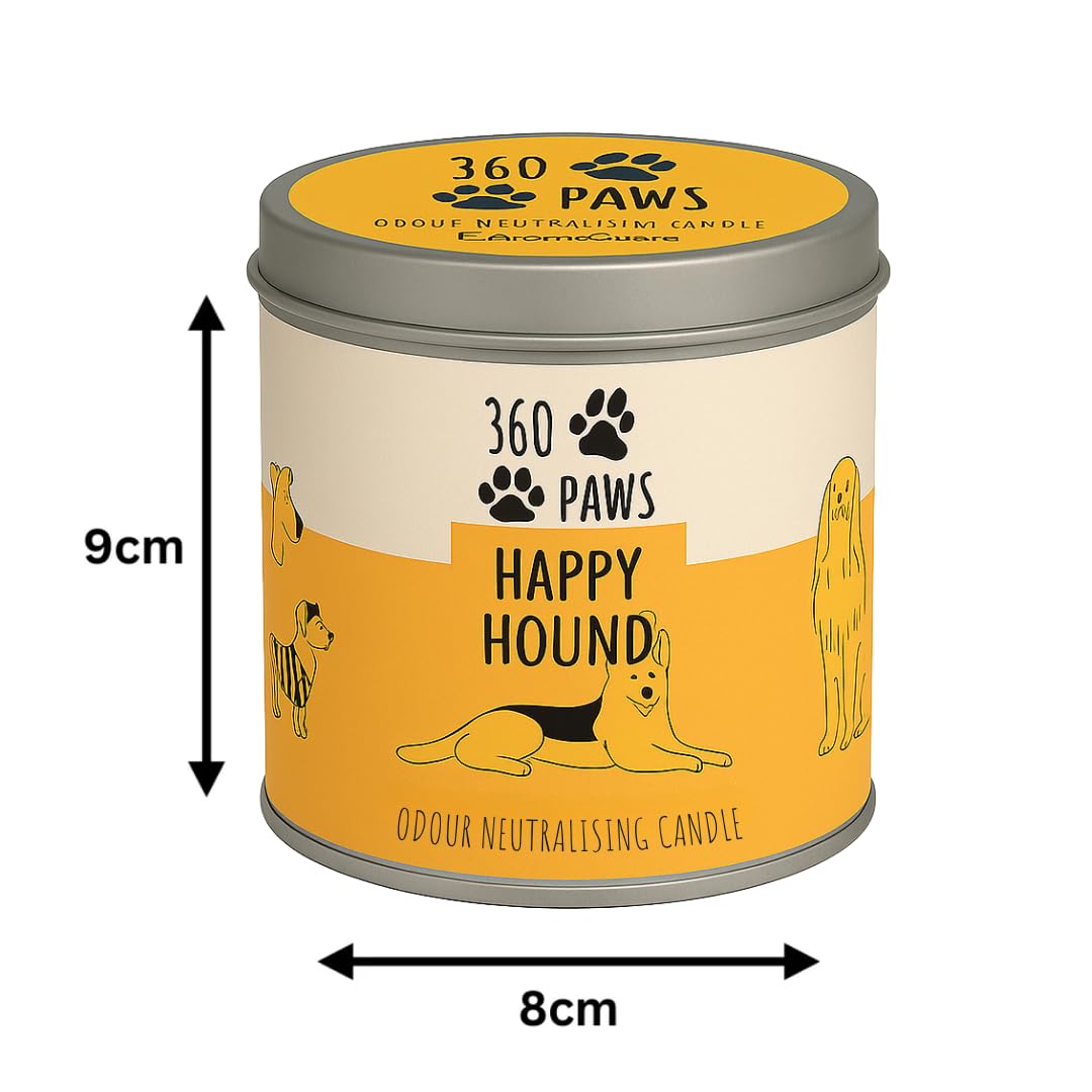360 Paws Playful Pet Odour Neutralising Candle, Fresh Cotton & Musk, 50 Hour Burn Time, Pet-Safe AromaGuard™ Technology, Natural Wax, Reusable Tin