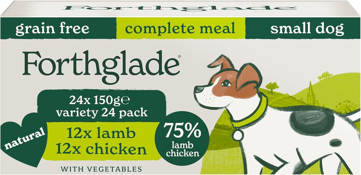 Forthglade Wet Dog Food Variety Pack - Small Dogs Grain Free, Hypoallergenic, Stomach Sensitive, Natural Ingredients, Chicken & Lamb with Veg
