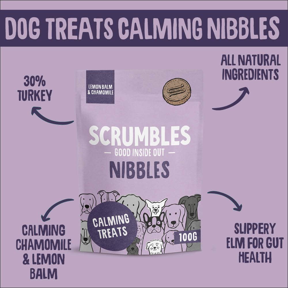 Scrumbles • Dog Treats • Hypoallergenic • Calming • All Lifestages • Turkey • 100g Bag • Gut Friendly Prebiotics • No Added Sugar