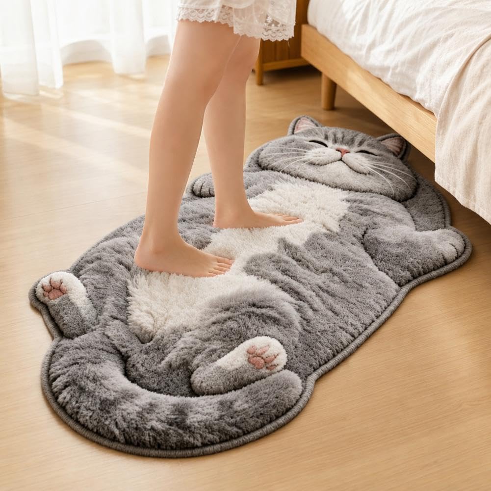 Fluffy Cat Shaped Rug 16 x 24 Inch