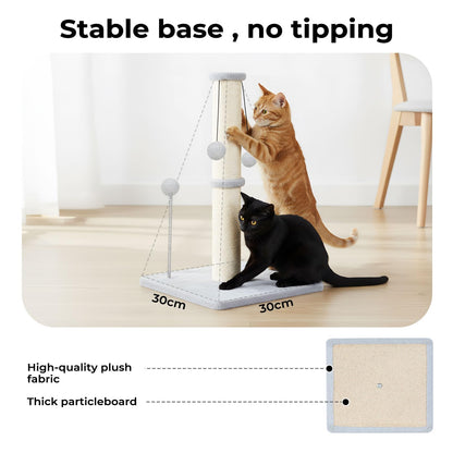 skylos 71cm Cat Scratching Post with Plush Resting Platform Natural Sisal,Anti-Tip,Easy Assembly,Grey