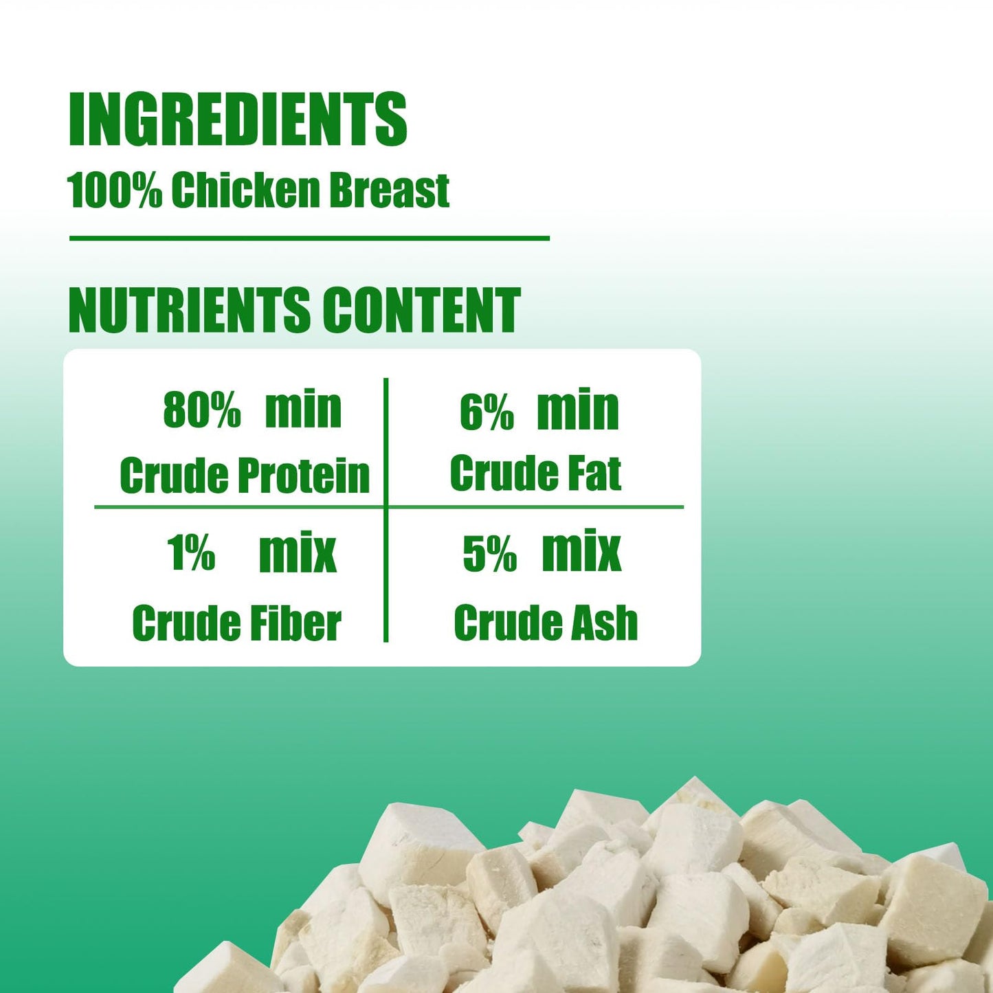 Freeze Dried Chicken Breast Cat Treats and Food 100g 100% Chicken Natural Grain Free Allergen-Free & Hypoallergenic Easy Digestion Nibbles Nutritious Cat, Kitten and Dog Snacks(Small-Sized Cube 10mm)