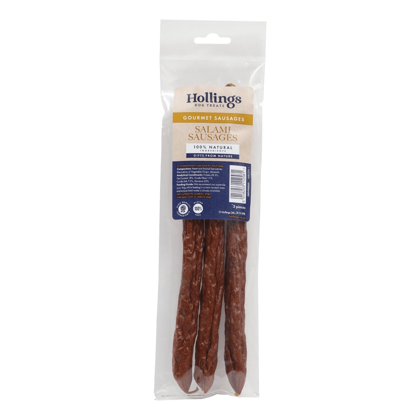 Hollings Chicken Sausages Dog Treats, Delicious, Nutritious Air Dried Chews for Adult Dogs, Made with 100% Natural Ingredients (Pack of 3)