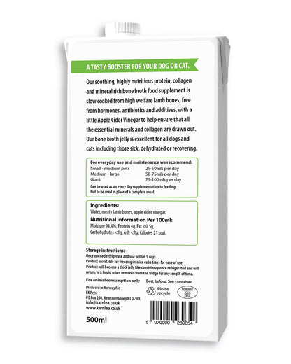 Chicken Bone Broth for Dogs & Cats - Free Range | 100% Real & Natural Liquid Bone Broth for Pets | High in Collagen & Protein for Healthy Joints, Gut, Digestion, Skin & Sickness Recovery