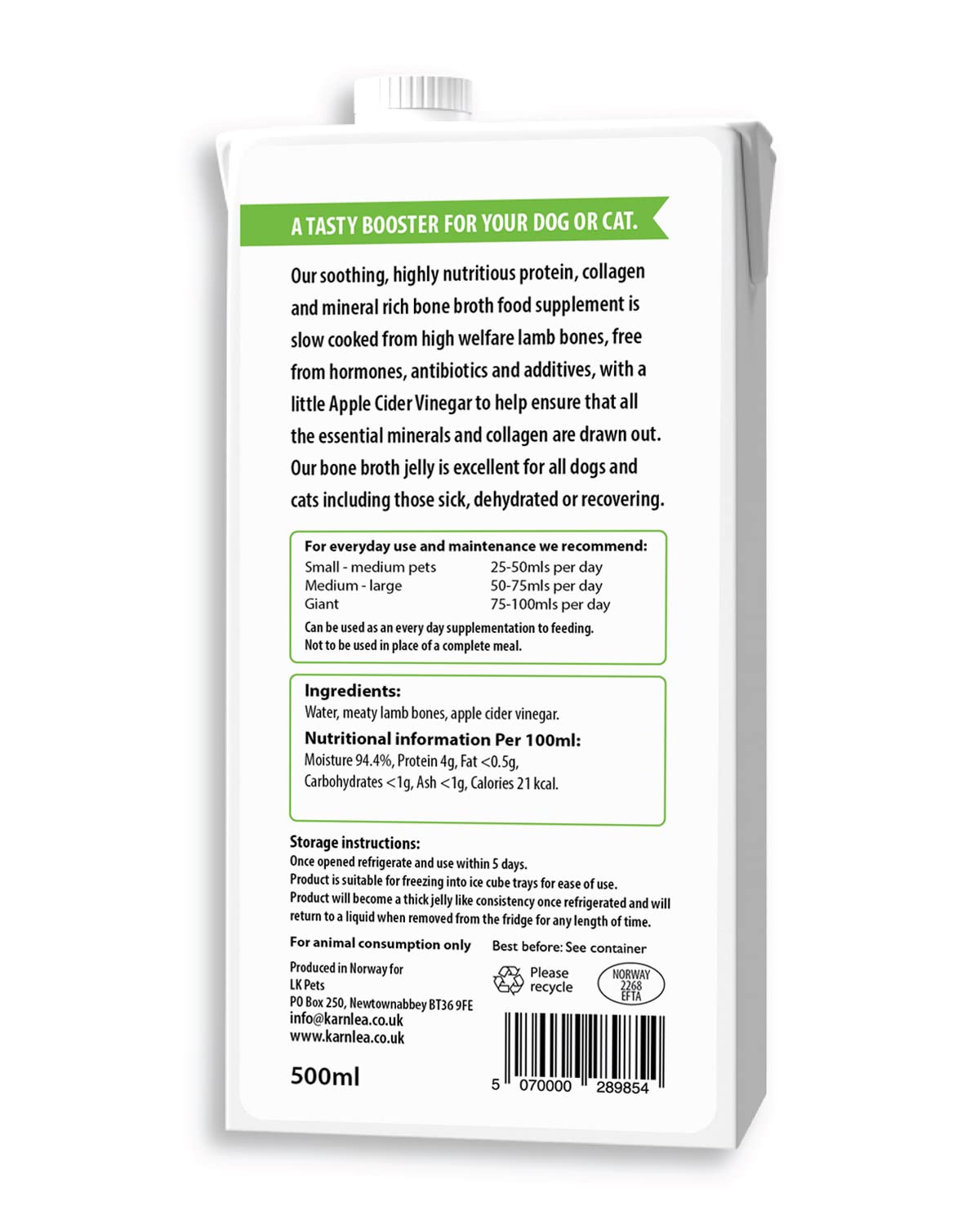 Chicken Bone Broth for Dogs & Cats - Free Range | 100% Real & Natural Liquid Bone Broth for Pets | High in Collagen & Protein for Healthy Joints, Gut, Digestion, Skin & Sickness Recovery