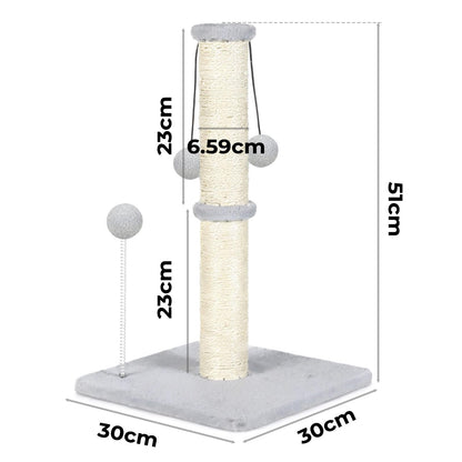 skylos 71cm Cat Scratching Post with Plush Resting Platform Natural Sisal,Anti-Tip,Easy Assembly,Grey