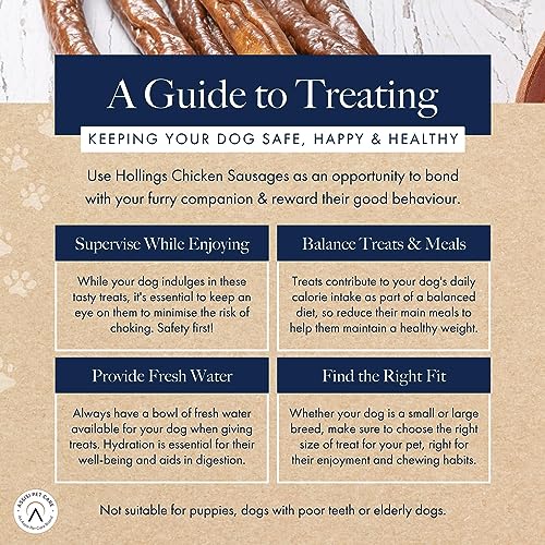 Hollings Chicken Sausages Dog Treats, Delicious, Nutritious Air Dried Chews for Adult Dogs, Made with 100% Natural Ingredients (Pack of 3)