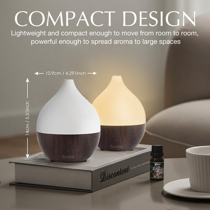 SALKING Essential Oil Diffuser, 100ml Small Aromatherapy Ultrasonic Cool Mist Humidifier with Warm White Lights, Auto Shut-Off Function, for Office Home