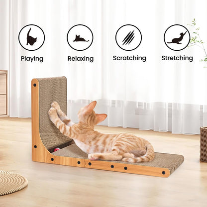 26.8 Inch L Shape Cat Scratcher with Ball Toy