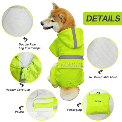 Waterproof Dog Raincoat with Hood and Reflective Design