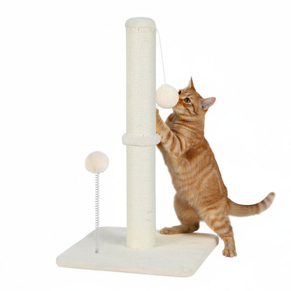 skylos 71cm Cat Scratching Post with Plush Resting Platform Natural Sisal,Anti-Tip,Easy Assembly,Grey