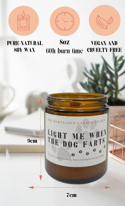 Dog Fart Buster Scented Soy Candle | Funny Pet Lover Gift | Vegan Home Fragrance | Gag Gift for Animal Parents | Novelty Odor Eliminator Candle - (Dog Farts)