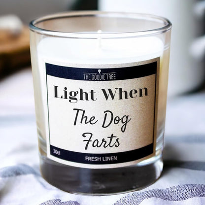 Light When the Dog Farts Fresh Linen Scented Candle 30cl