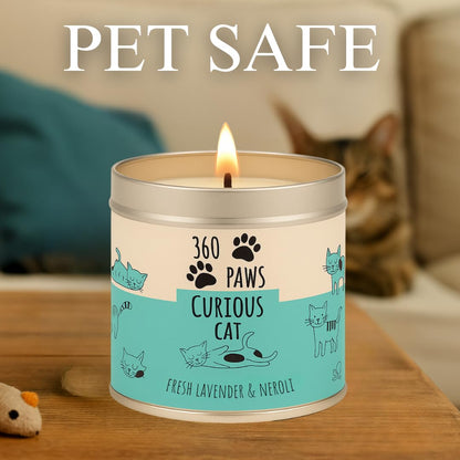 360 Paws Playful Pet Odour Neutralising Candle, Fresh Cotton & Musk, 50 Hour Burn Time, Pet-Safe AromaGuard™ Technology, Natural Wax, Reusable Tin