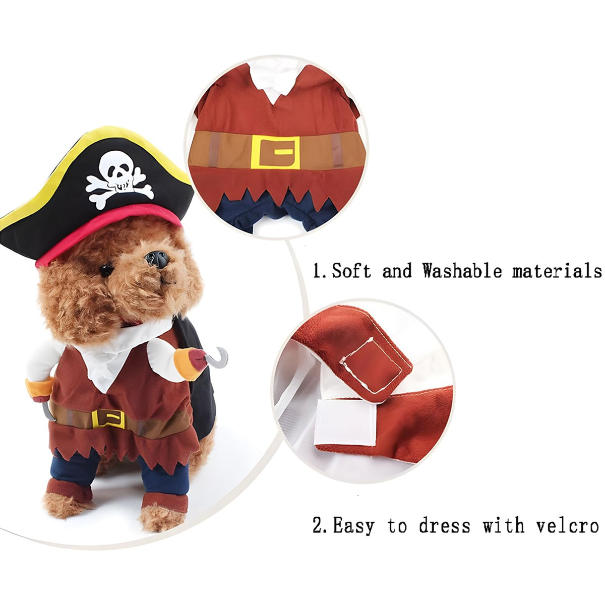 DELIFUR Dog Chucky Costume Pet Halloween Clothes Cat Cosplay Party Suit Funny Dog Costume Small to Large Dogs(S)