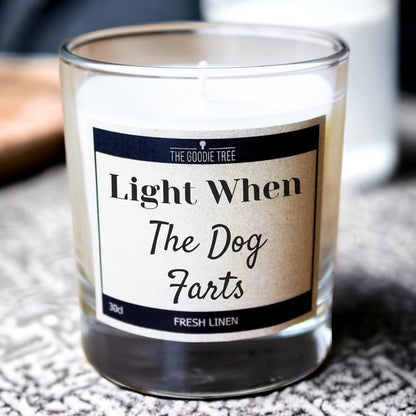 Light When the Dog Farts Fresh Linen Scented Candle 30cl