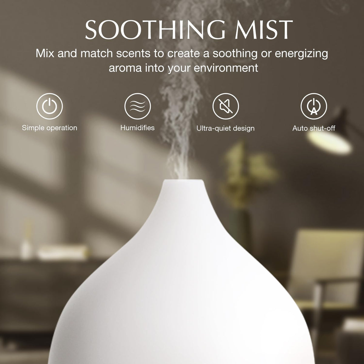 SALKING Essential Oil Diffuser, 100ml Small Aromatherapy Ultrasonic Cool Mist Humidifier with Warm White Lights, Auto Shut-Off Function, for Office Home