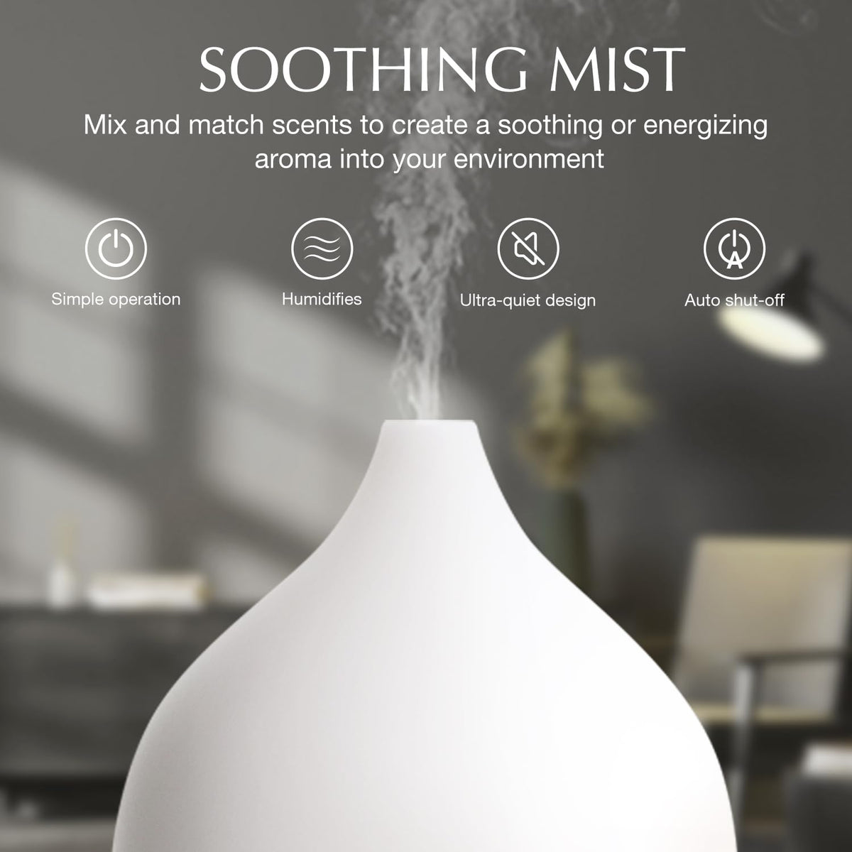 SALKING Essential Oil Diffuser, 100ml Small Aromatherapy Ultrasonic Cool Mist Humidifier with Warm White Lights, Auto Shut-Off Function, for Office Home