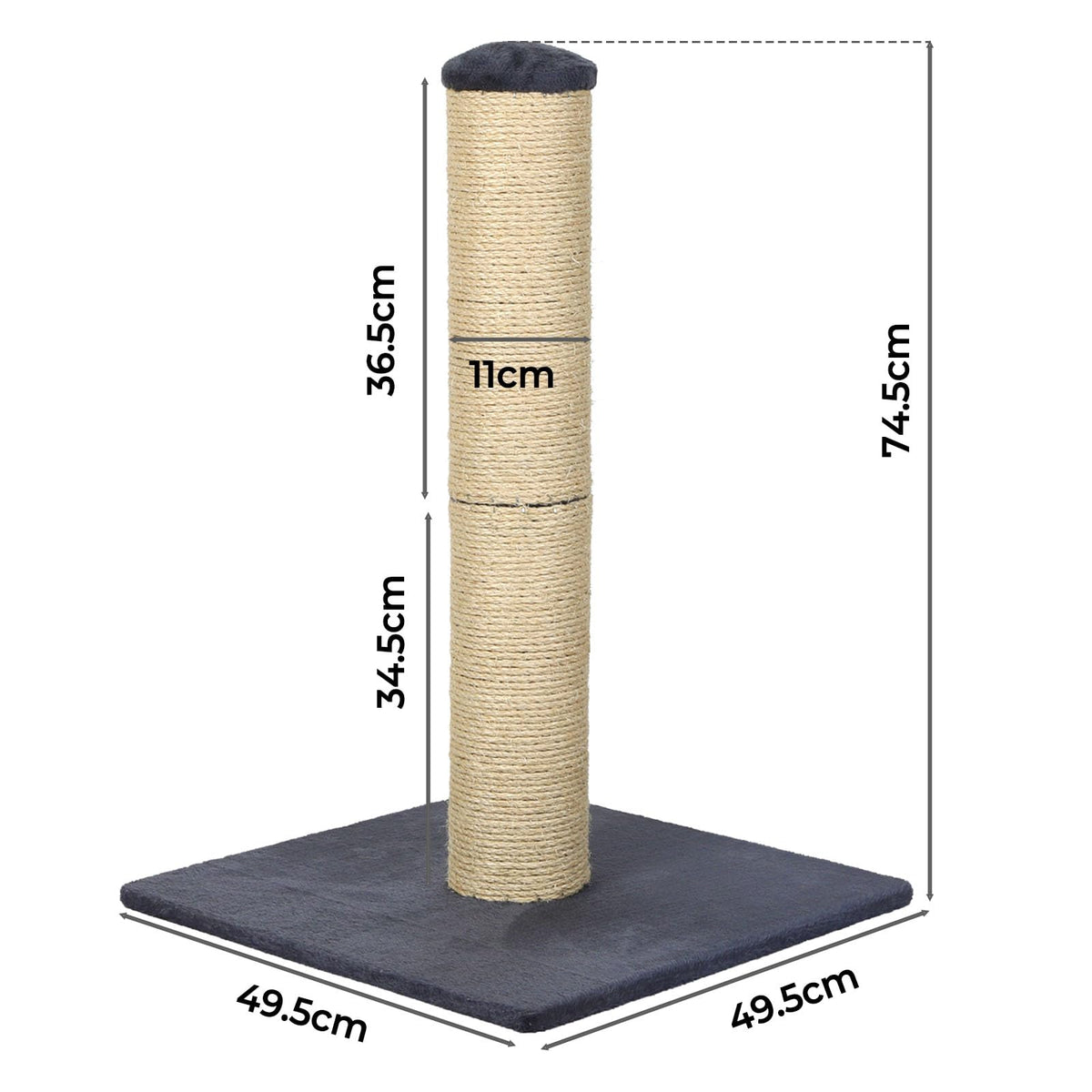 skylos 71cm Cat Scratching Post with Plush Resting Platform Natural Sisal,Anti-Tip,Easy Assembly,Grey