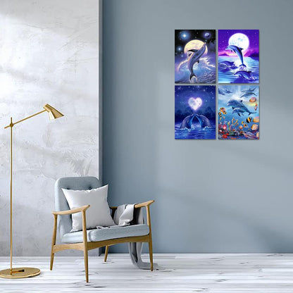 5D Diamond Painting Kits for Adults 4 PCS Turtle Wall Art