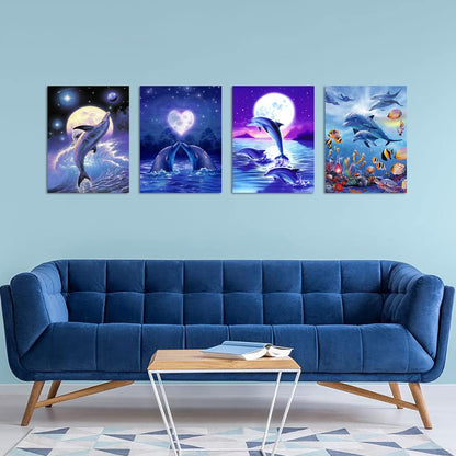 5D Diamond Painting Kits for Adults 4 PCS Turtle Wall Art