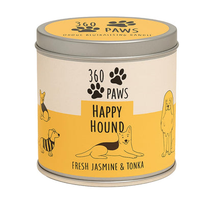 360 Paws Playful Pet Odour Neutralising Candle, Fresh Cotton & Musk, 50 Hour Burn Time, Pet-Safe AromaGuard™ Technology, Natural Wax, Reusable Tin