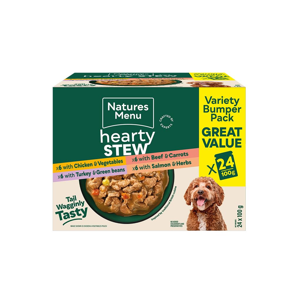 Natures Menu Hearty Stews - Chunks in Gravy Wet Food Pouches for Adult Dogs