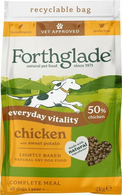 Forthglade Dry Dog Food, Lightly Baked, (6kg), Hypoallergenic and Grain Free Dog Food, Adult 1 Year +, Chicken With Sweet Potato, Complete and Balanced Meal, 50% Single Source Protein