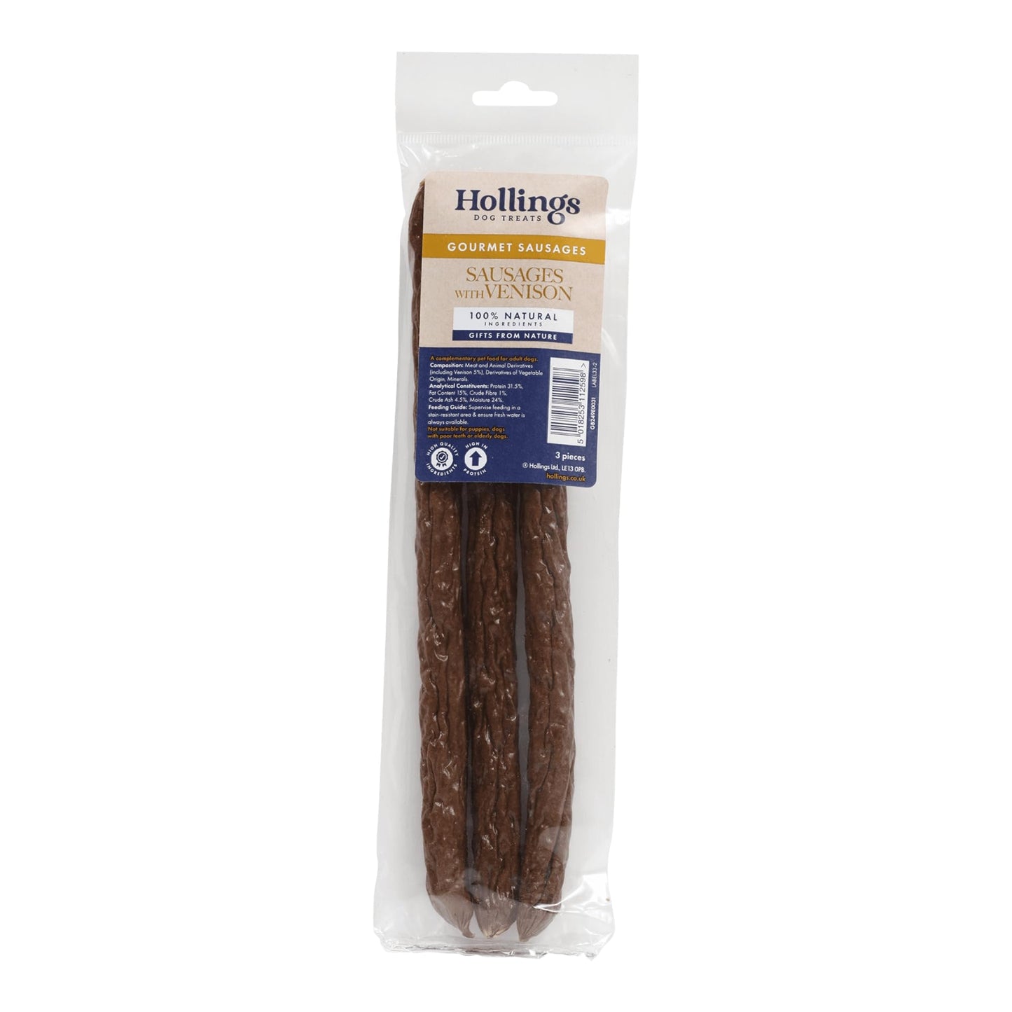 Hollings Chicken Sausages Dog Treats, Delicious, Nutritious Air Dried Chews for Adult Dogs, Made with 100% Natural Ingredients (Pack of 3)
