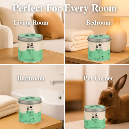 360 Paws Playful Pet Odour Neutralising Candle, Fresh Cotton & Musk, 50 Hour Burn Time, Pet-Safe AromaGuard™ Technology, Natural Wax, Reusable Tin