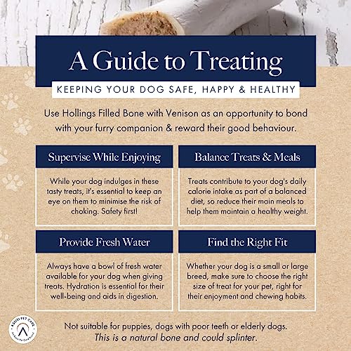 Hollings Filled Bone with Venison Dog Chew, Delicious, Air Dried Long Lasting Bone for Adult Dogs, Made with 100% Natural Ingredients (1 Count)
