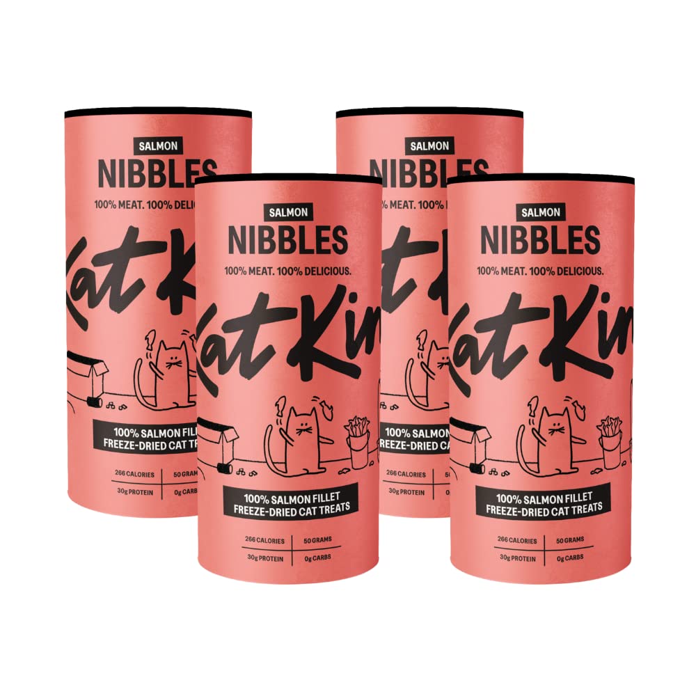 KatKin Salmon Nibbles (50g Tube) - 100% Fresh Fillet Freeze-Dried Cat Treats Made in the UK for Cats and Kittens