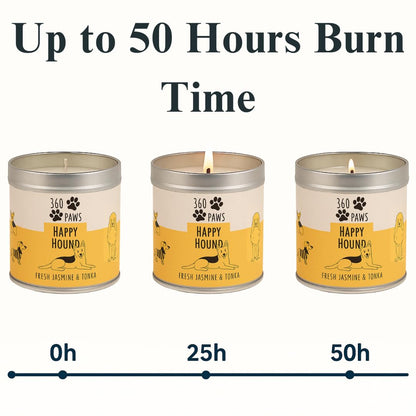 360 Paws Playful Pet Odour Neutralising Candle, Fresh Cotton & Musk, 50 Hour Burn Time, Pet-Safe AromaGuard™ Technology, Natural Wax, Reusable Tin