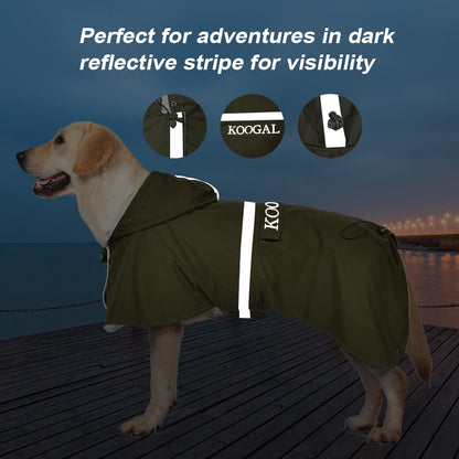 Waterproof Dog Raincoat with Hood and Reflective Design