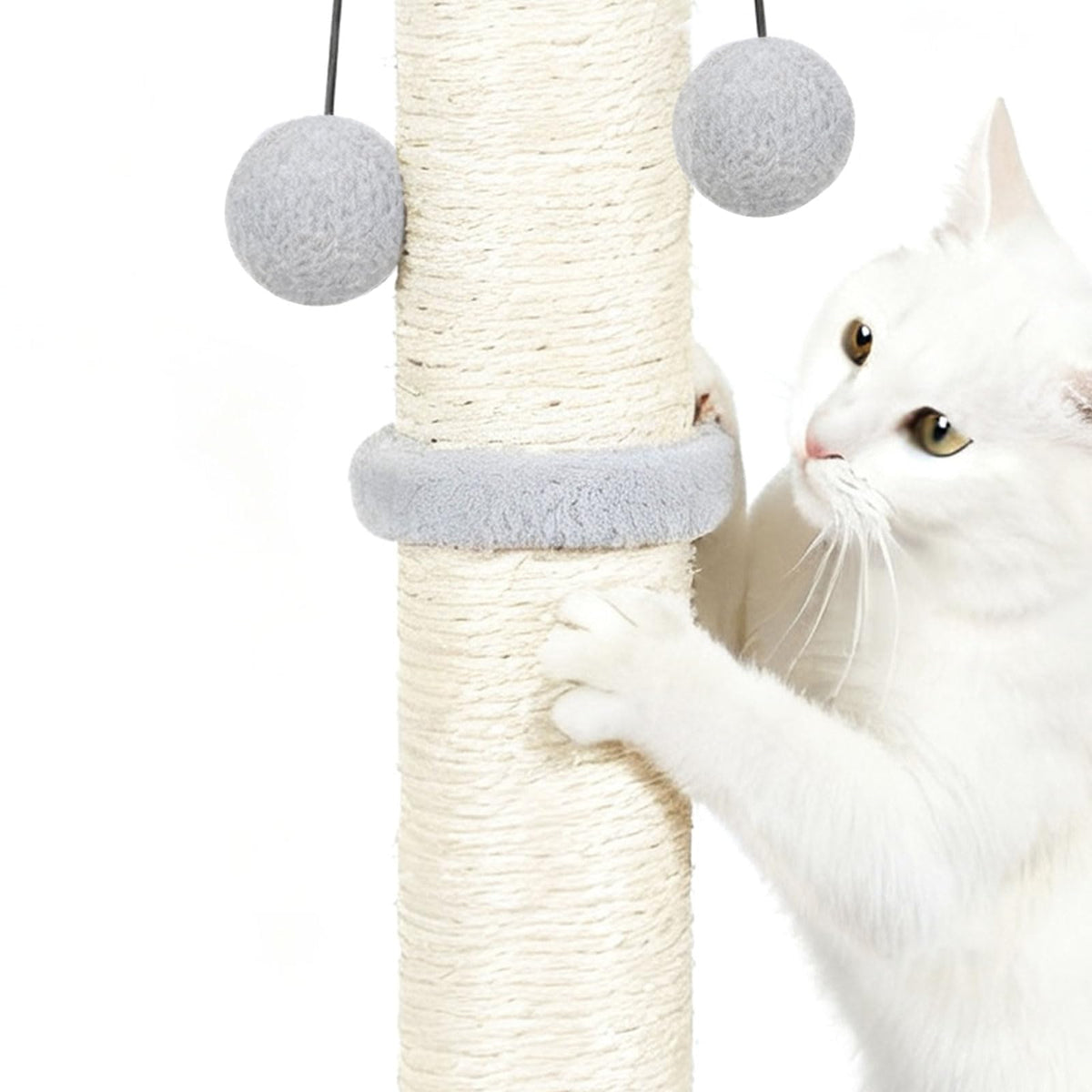 skylos 71cm Cat Scratching Post with Plush Resting Platform Natural Sisal,Anti-Tip,Easy Assembly,Grey