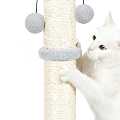 skylos 71cm Cat Scratching Post with Plush Resting Platform Natural Sisal,Anti-Tip,Easy Assembly,Grey