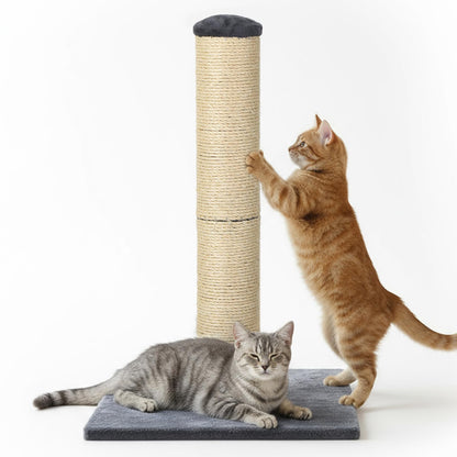 skylos 71cm Cat Scratching Post with Plush Resting Platform Natural Sisal,Anti-Tip,Easy Assembly,Grey