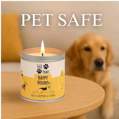 360 Paws Playful Pet Odour Neutralising Candle, Fresh Cotton & Musk, 50 Hour Burn Time, Pet-Safe AromaGuard™ Technology, Natural Wax, Reusable Tin