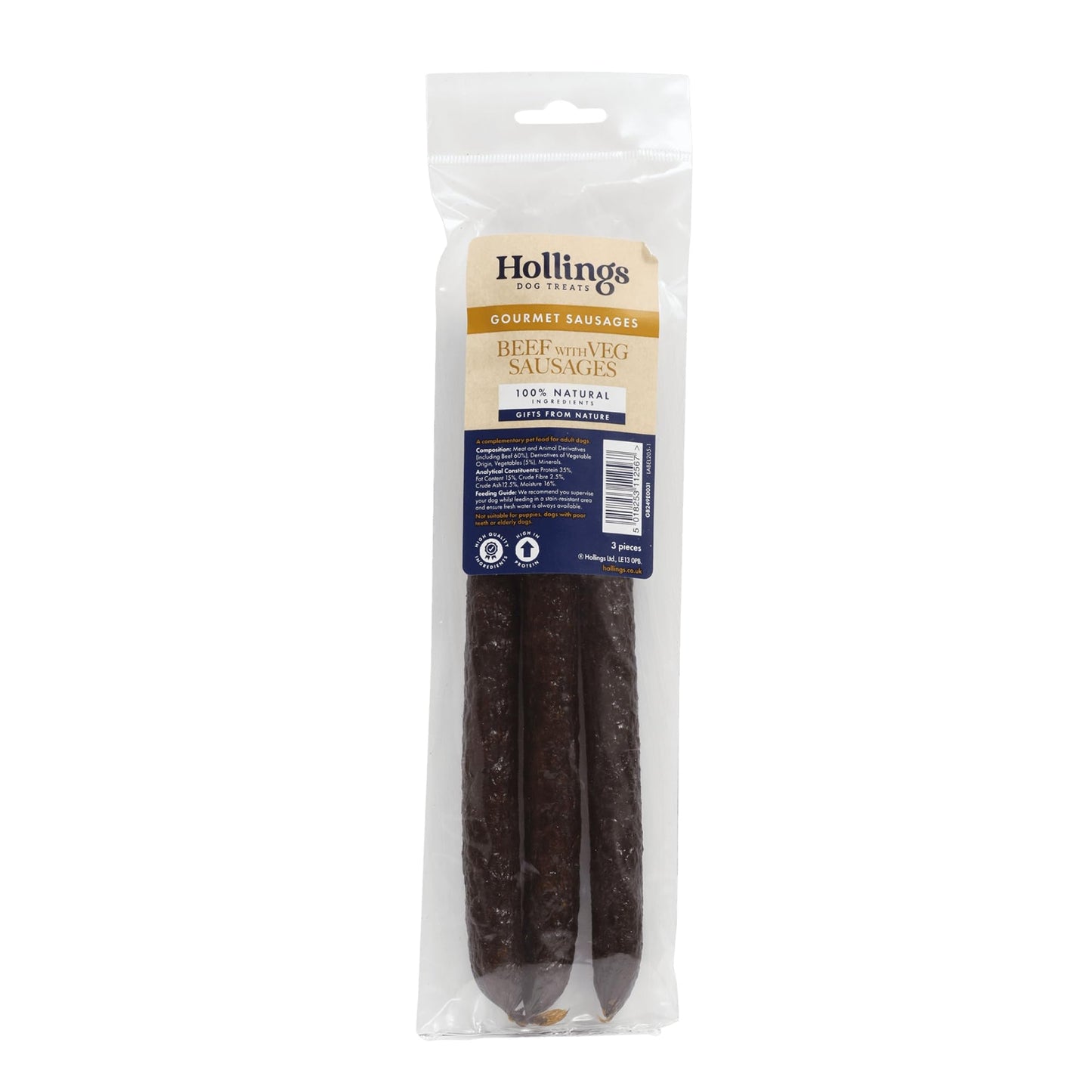 Hollings Chicken Sausages Dog Treats, Delicious, Nutritious Air Dried Chews for Adult Dogs, Made with 100% Natural Ingredients (Pack of 3)