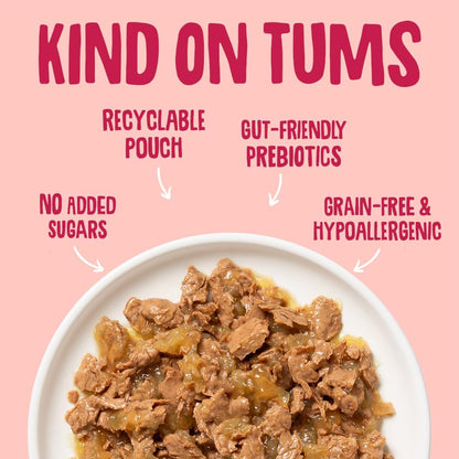 Scrumbles • Wet Cat Pouches • Gravy Fish • Hypoallergenic • All Lifestages • 2x Chicken with Tuna • 3x Chicken with Cod • 2xChicken with Salmon • 8 Pouches (85g) • 80%+ Meat • Prebiotics