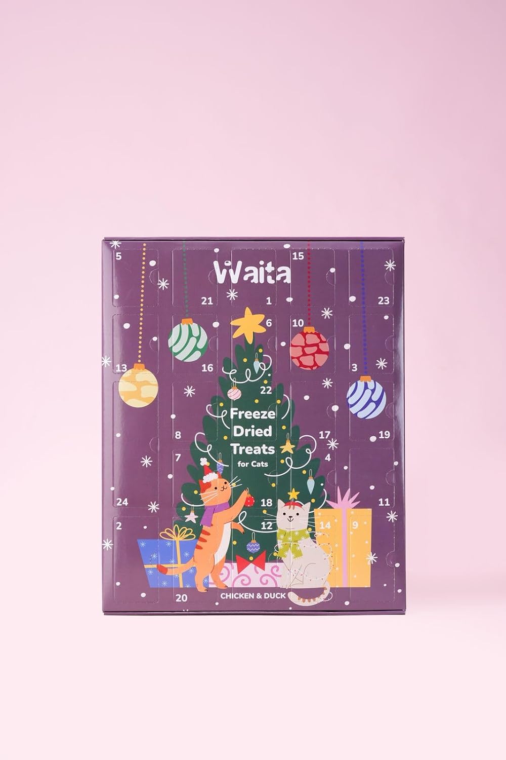 Cat Christmas Advent Calendar with Freeze-Dried Treats – Duck, Chicken, Chicken Heart, Barley Grass & Cranberry, 52g